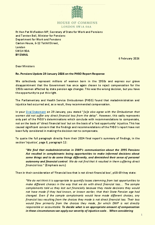 WASPI - February 2026 Joint Letter