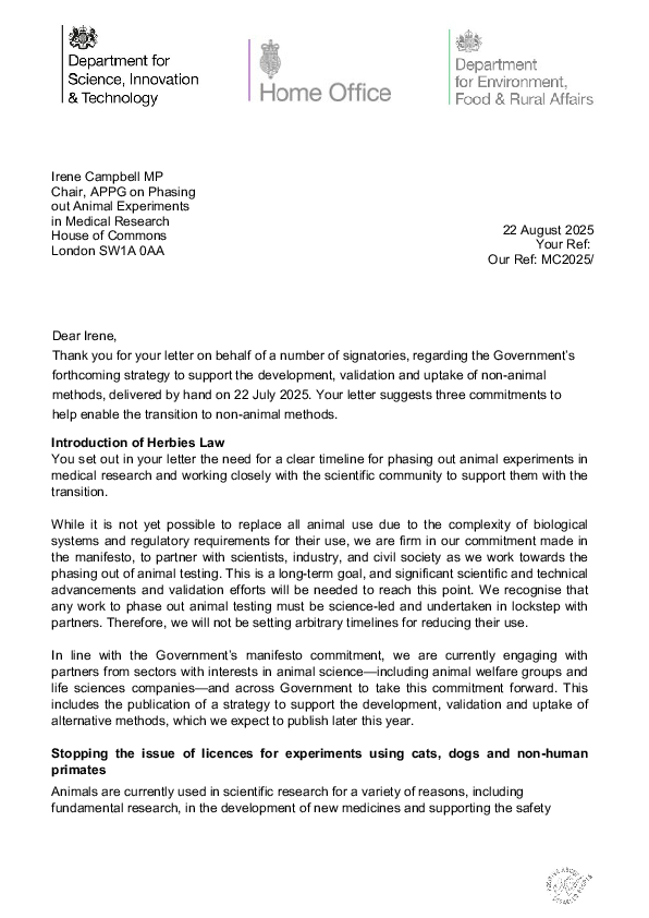 Animal Experiments RESPONSE