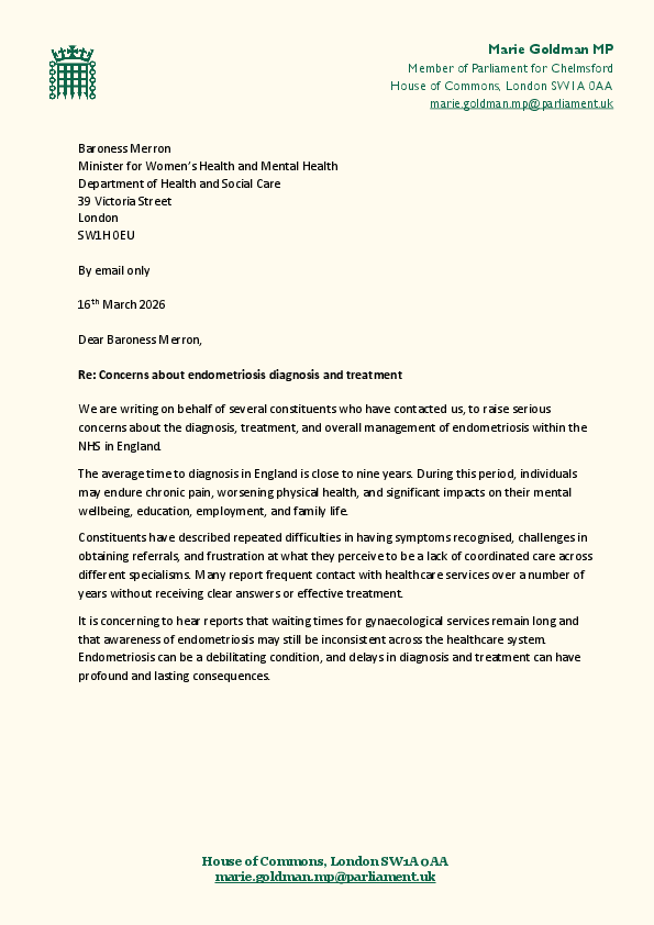 Endometriosis Diagnosis and Treatment - Joint Letter