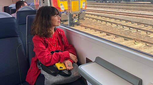 Manuela on train