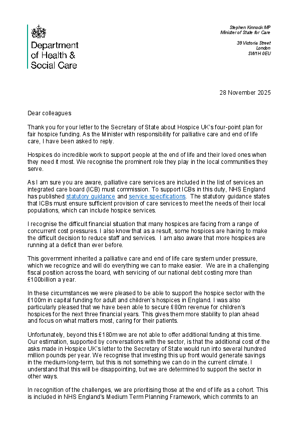 Hospice UK RESPONSE