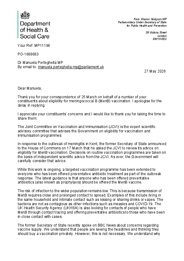 Meningitis B Vaccine RESPONSE