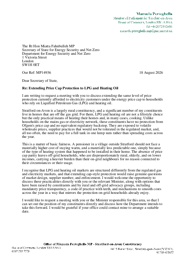 LPG and Heating Oil Price Cap
