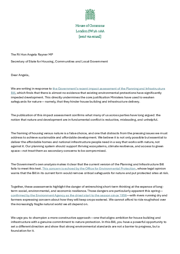 Environmental Impact of the Planning and Infrastructure Bill