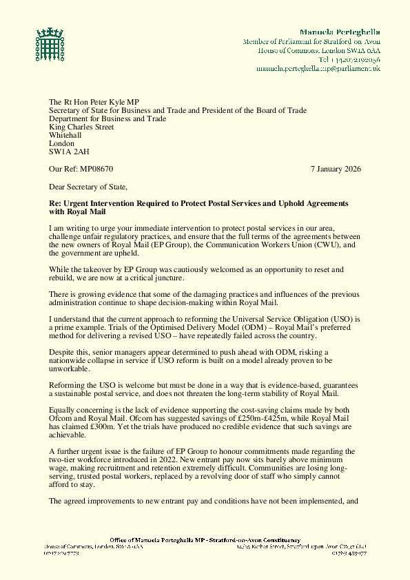 Royal Mail and Postal Services