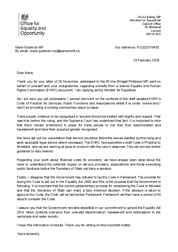Serious concerns with the leaked draft EHRC guidance RESPONSE