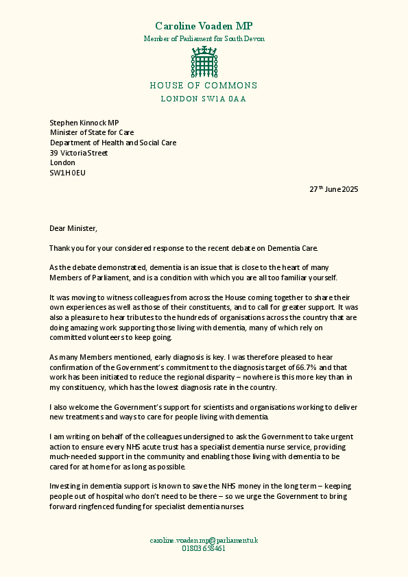 Dementia Care Joint Letter