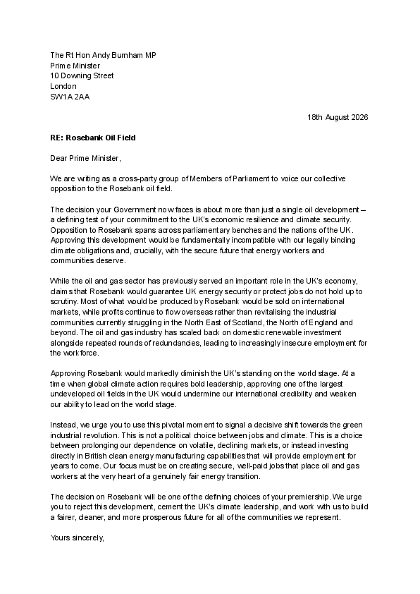 Rosebank Oil Field - Joint Letter