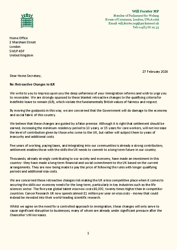 Retroactive Changes to ILR - Joint Letter
