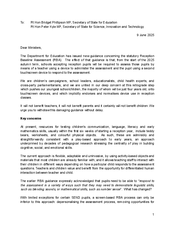 Reception Baseline Assessment