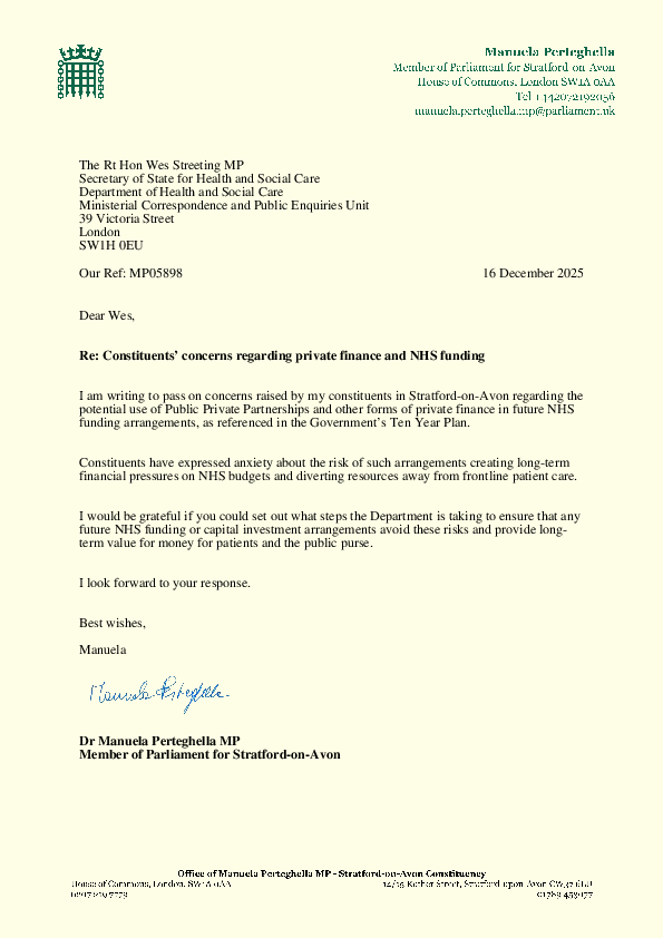 Private Finance and NHS Funding