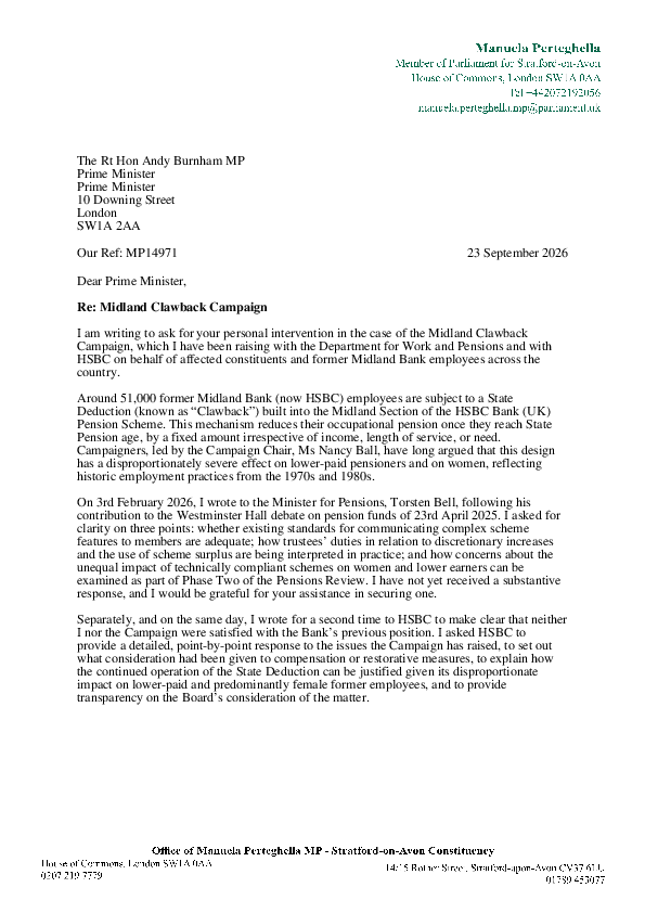 Midland Clawback - PM Letter