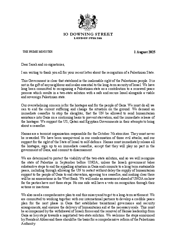 Palestinian State RESPONSE