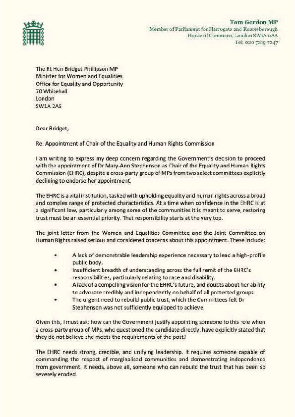 Appointment of the Chair of the EHRC