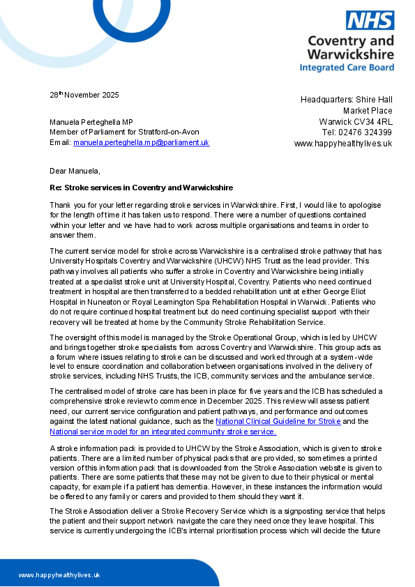 Stroke Care ICB RESPONSE